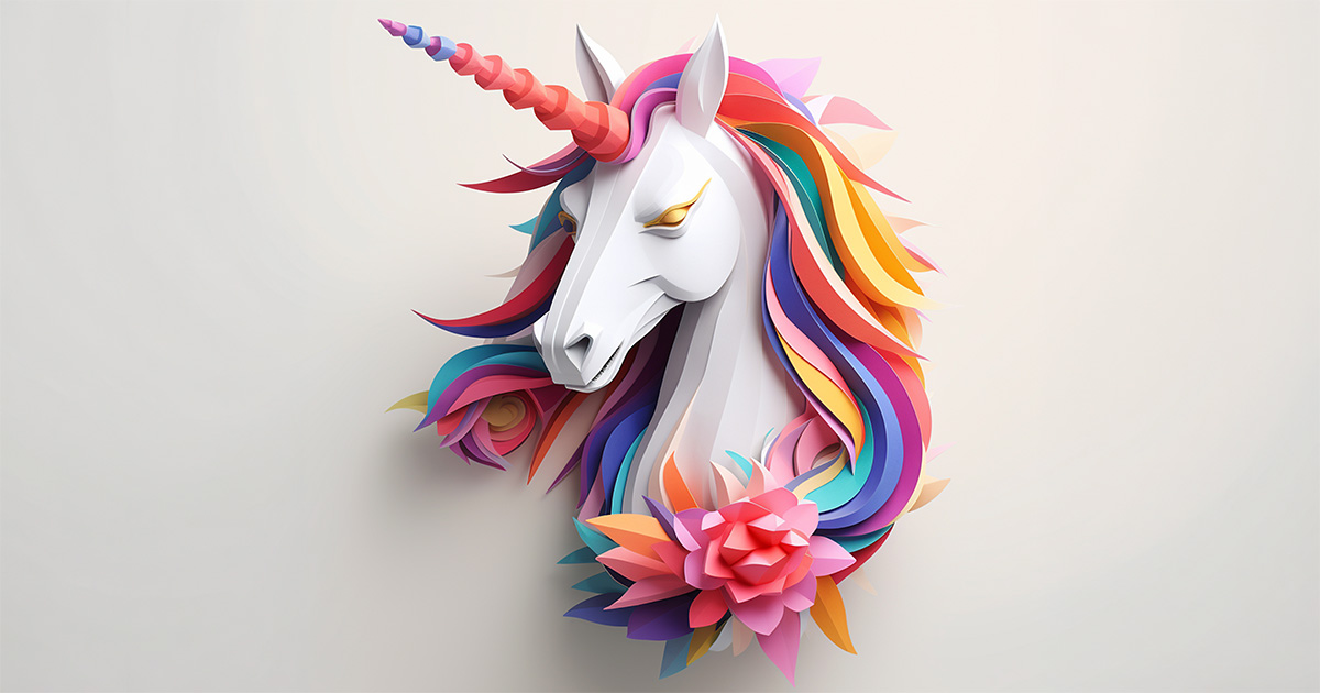 tête de Licorne en papier